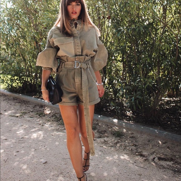 Zara Pants - Zara Olive High Waist Paperbag Shorts